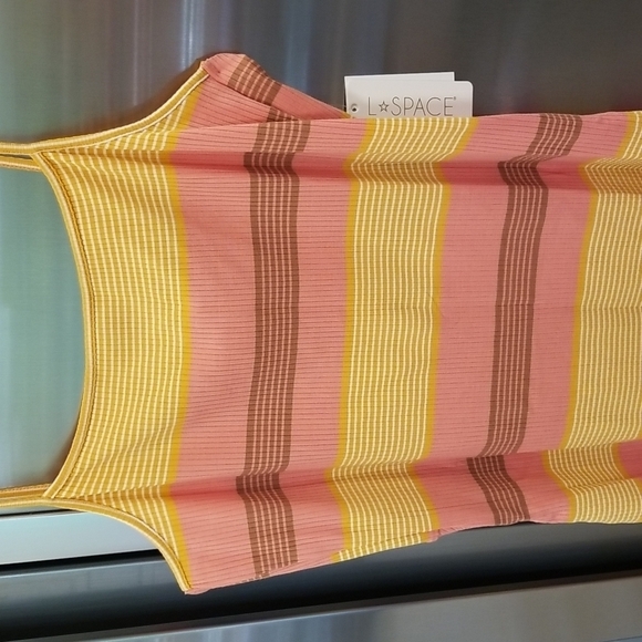 💕L*SPACE💕 Vanessa Dress ~ Beachy Keen Stripe 90's Midi Bodycon Large L NWT - Picture 9 of 13